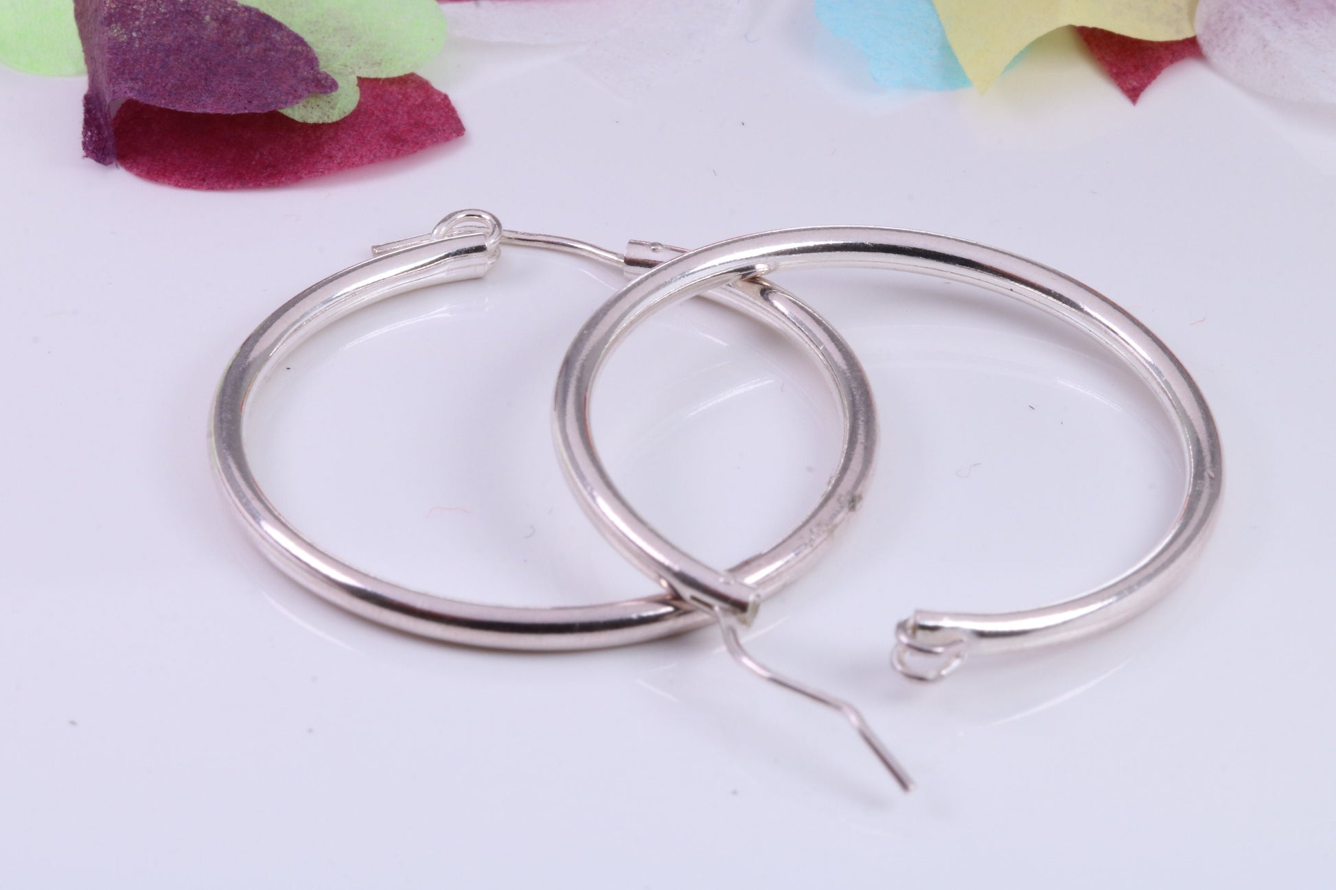 Large 35 mm Round Sleeper Hoop Earrings Made from 925 Grade Sterling Silver