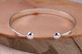 Hammered Finish Oval Solid Silver Bangle