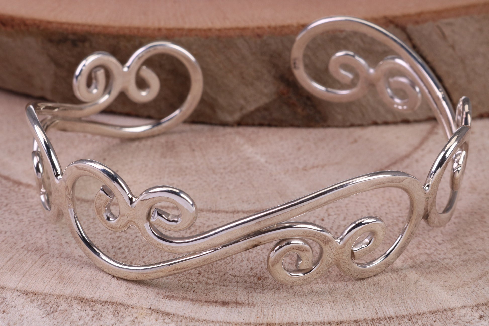 20 mm Wide Oval Solid Silver Bangle