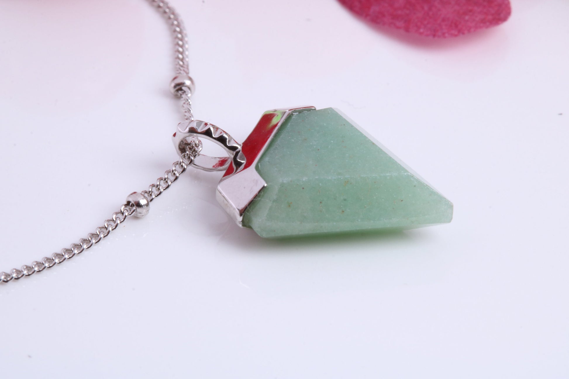 Real Emerald set Necklace, made from solid Sterling Silver with Length Adjustable Chain