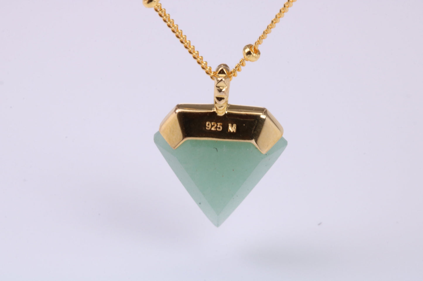 Real Emerald set Necklace, made from solid Sterling Silver with Length Adjustable Chain, 18ct Yellow Gold Plated