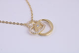 Love Heart Cubic Zirconia set Necklace, made from solid Sterling Silver, 18ct Yellow Gold Plated