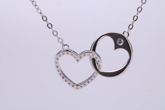 Love Heart Cubic Zirconia set Necklace, made from solid Sterling Silver