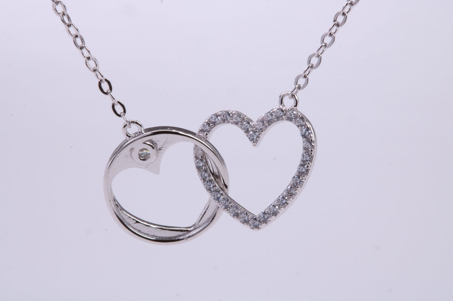 Love Heart Cubic Zirconia set Necklace, made from solid Sterling Silver