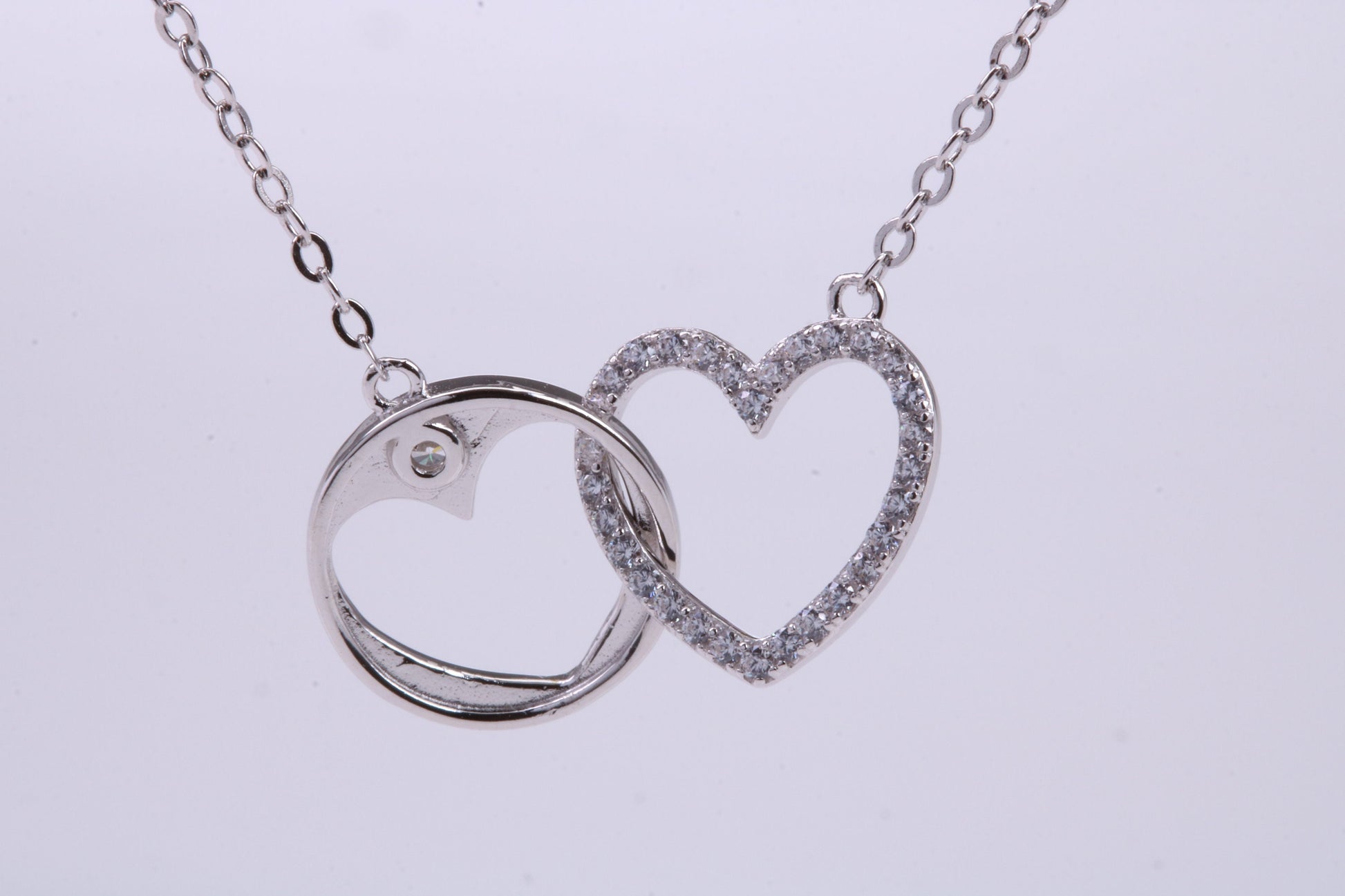 Love Heart Cubic Zirconia set Necklace, made from solid Sterling Silver