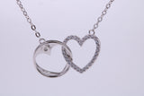 Love Heart Cubic Zirconia set Necklace, made from solid Sterling Silver