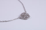 Flower Cubic Zirconia set Necklace, made from solid Sterling Silver, Length Adjustable Chain