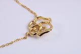 Flower Cubic Zirconia set Necklace, made from solid Sterling Silver, Length Adjustable Chain, 18ct Yellow Gold Plated