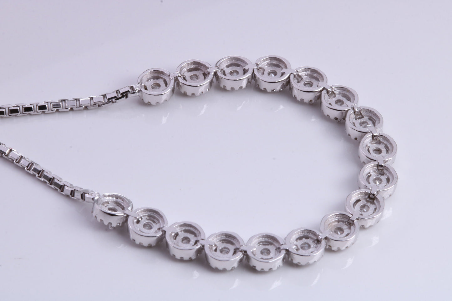 Cubic Zirconia set Bracelet, made from solid Sterling Silver, Length Adjustable