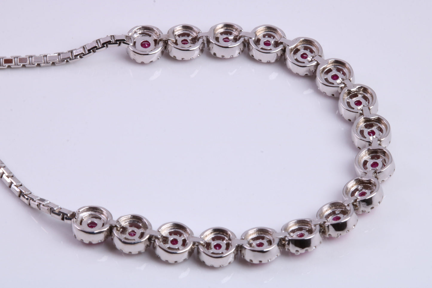 Ruby Cubic Zirconia set Bracelet, made from solid Sterling Silver, Length Adjustable