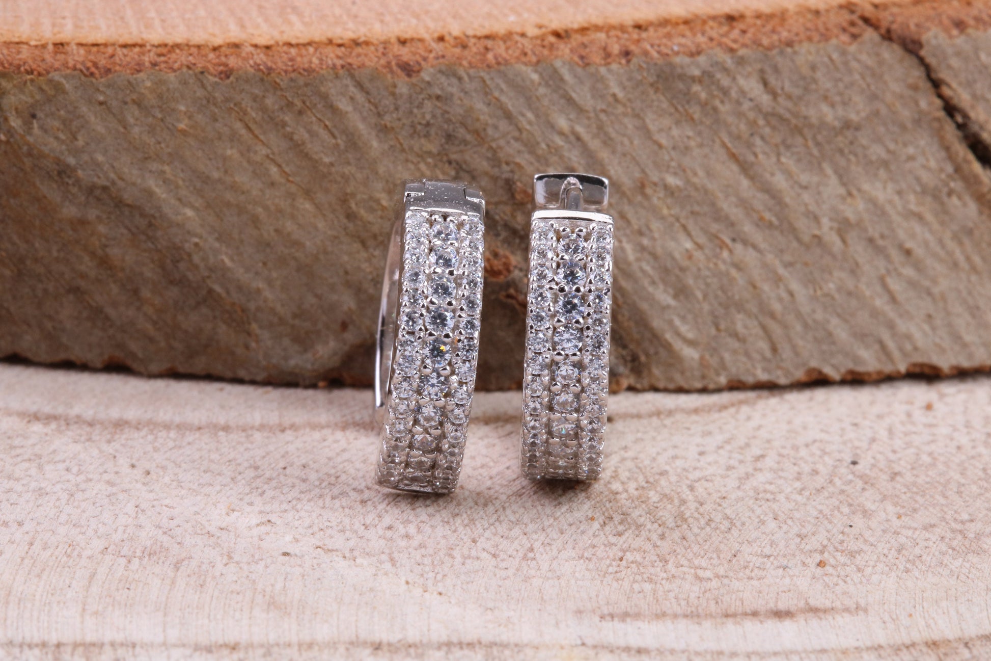 Half Hoop Cubic Zirconia set Earrings, Very Dressy, Made from Solid 925 Grade Sterling Silver