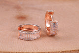 Half Hoop Cubic Zirconia set Earrings, Very Dressy, Made from Solid 925 Grade Sterling Silver, Rose Gold Plated