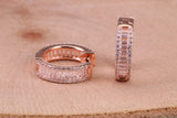 Half Hoop Cubic Zirconia set Earrings, Very Dressy, Made from Solid 925 Grade Sterling Silver, Rose Gold Plated