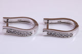 Cubic Zirconia set Hoop Earrings, Very Dressy, Made from Solid 925 Grade Sterling Silver