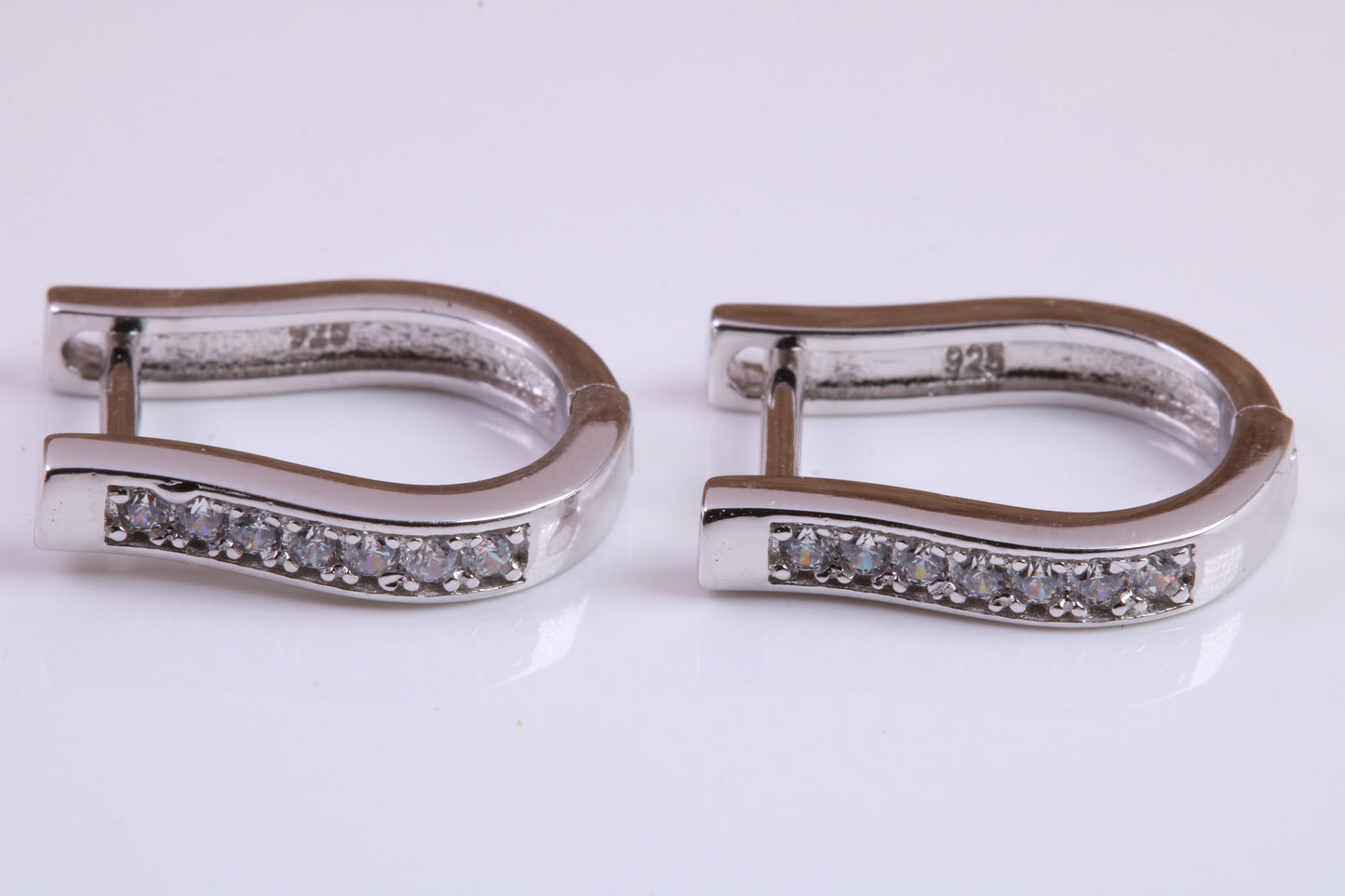 Cubic Zirconia set Hoop Earrings, Very Dressy, Made from Solid 925 Grade Sterling Silver