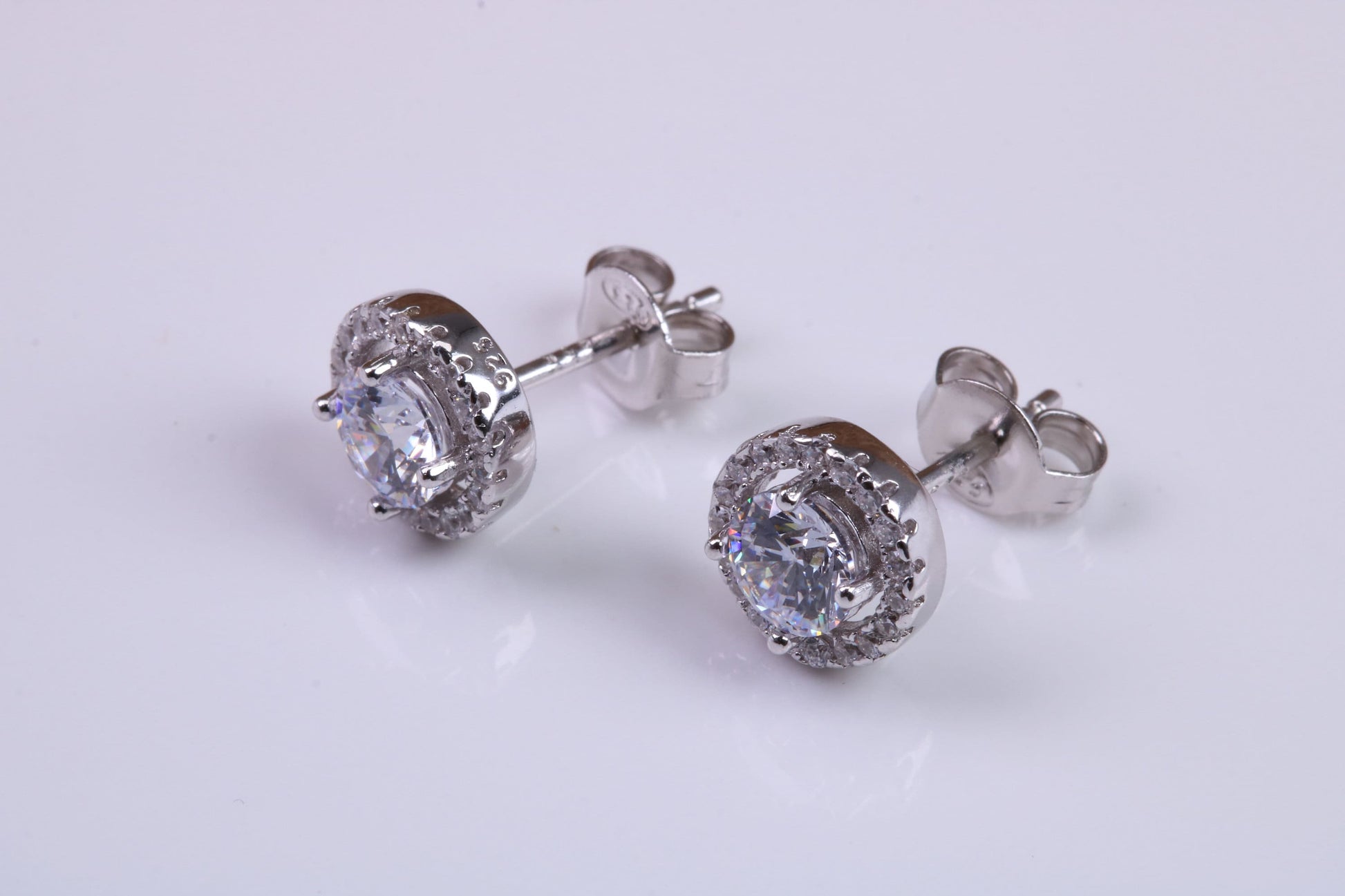 8 mm Round Cluster Cubic Zirconia set Earrings, Very Dressy, Made from Solid 925 Grade Sterling Silver