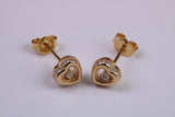 Love Heart Shaped Cubic Zirconia set Earrings, Very Dressy, Made from Solid 925 Grade Sterling Silver, Yellow Gold Plated