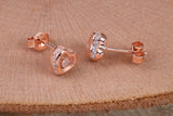 Love Heart Shaped Cubic Zirconia set Earrings, Very Dressy, Made from Solid 925 Grade Sterling Silver, Rose Gold Plated