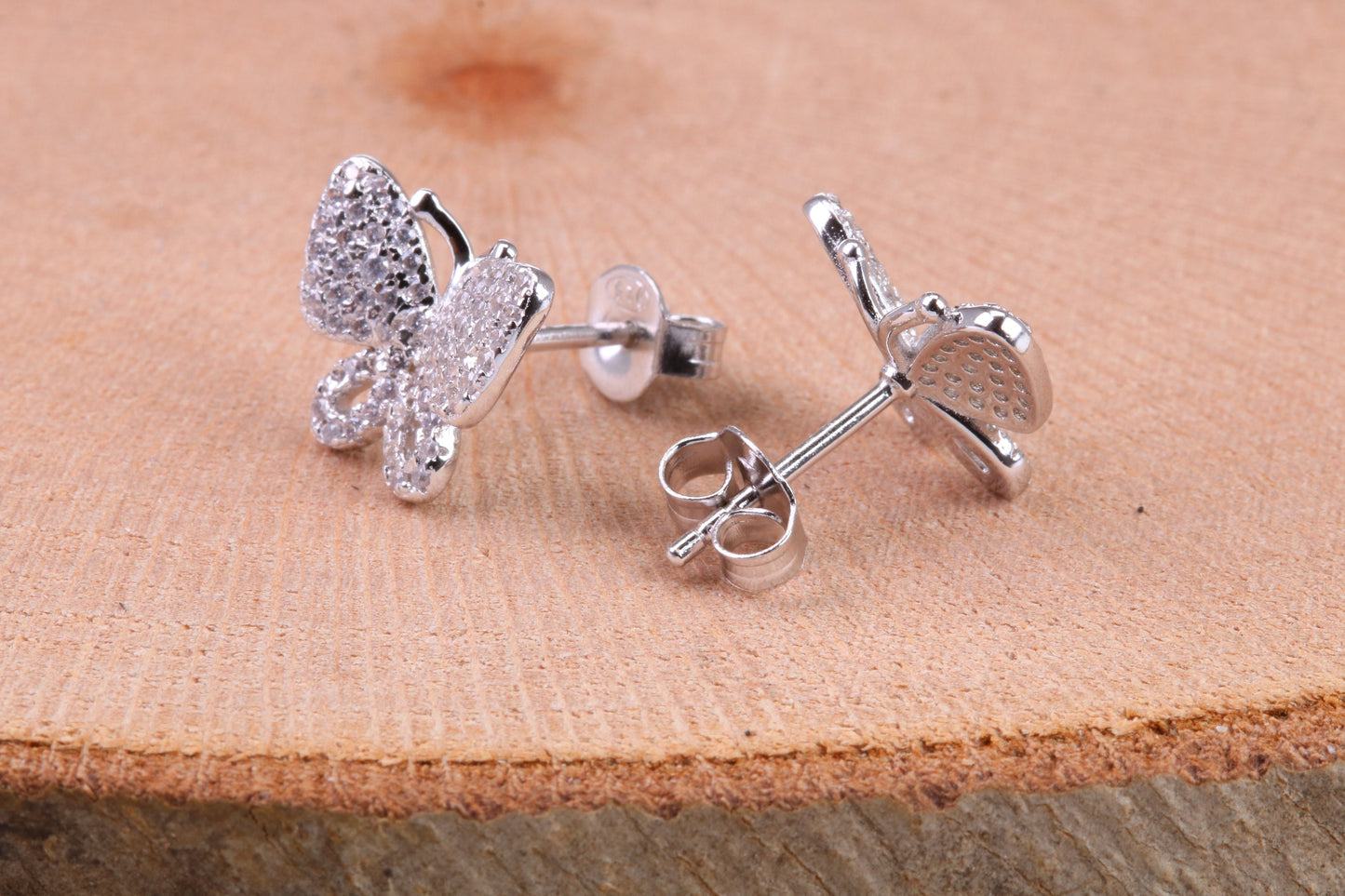 Butterfly Cubic Zirconia set Earrings, Very Dressy, Made from Solid 925 Grade Sterling Silver