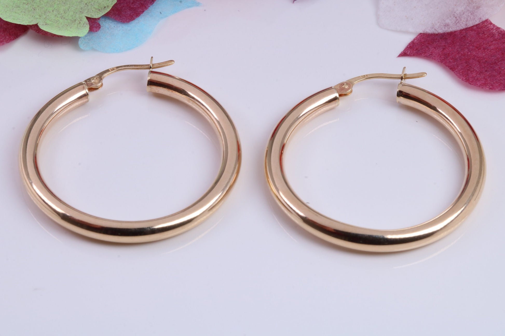 30 mm Round Hoop Creole Earrings Made from 9ct Yellow Gold