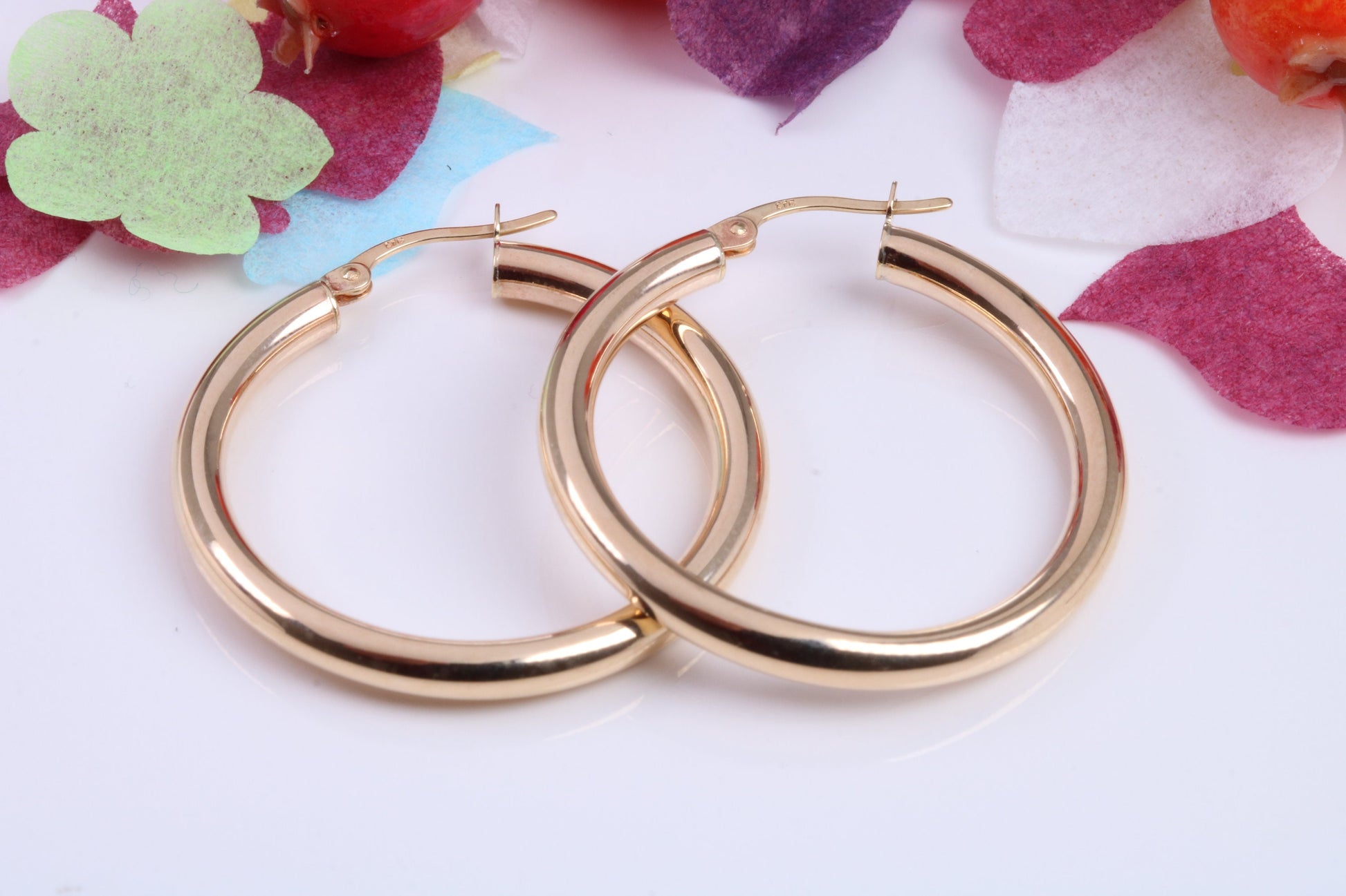 25 mm Round Hoop Creole Earrings Made from 9ct Yellow Gold