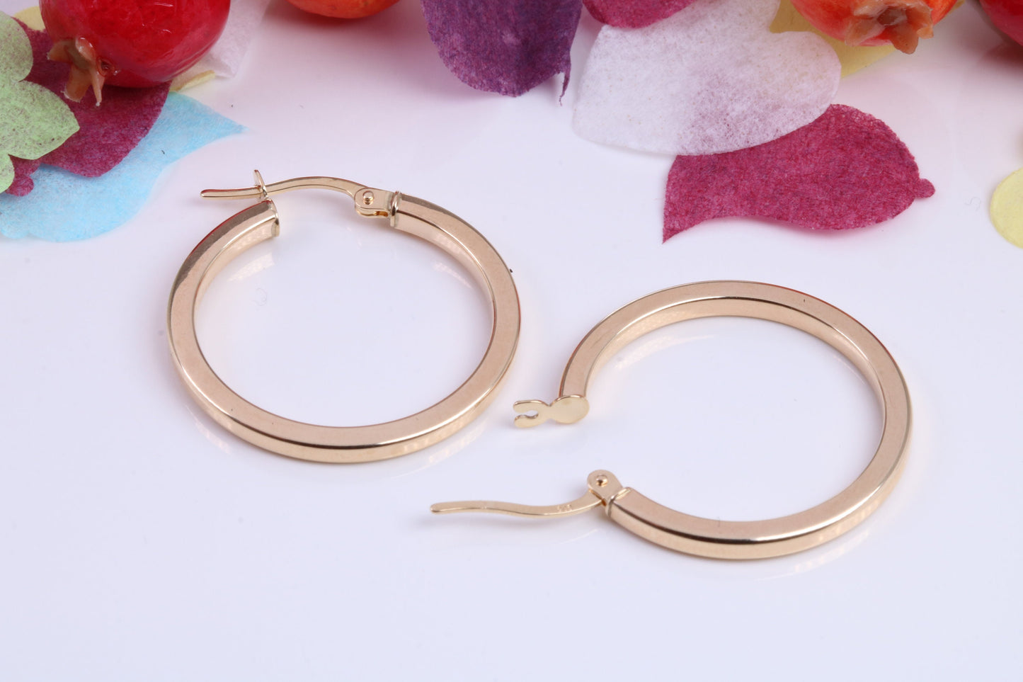 24 mm Round Hoop Creole Earrings Made from 9ct Yellow Gold