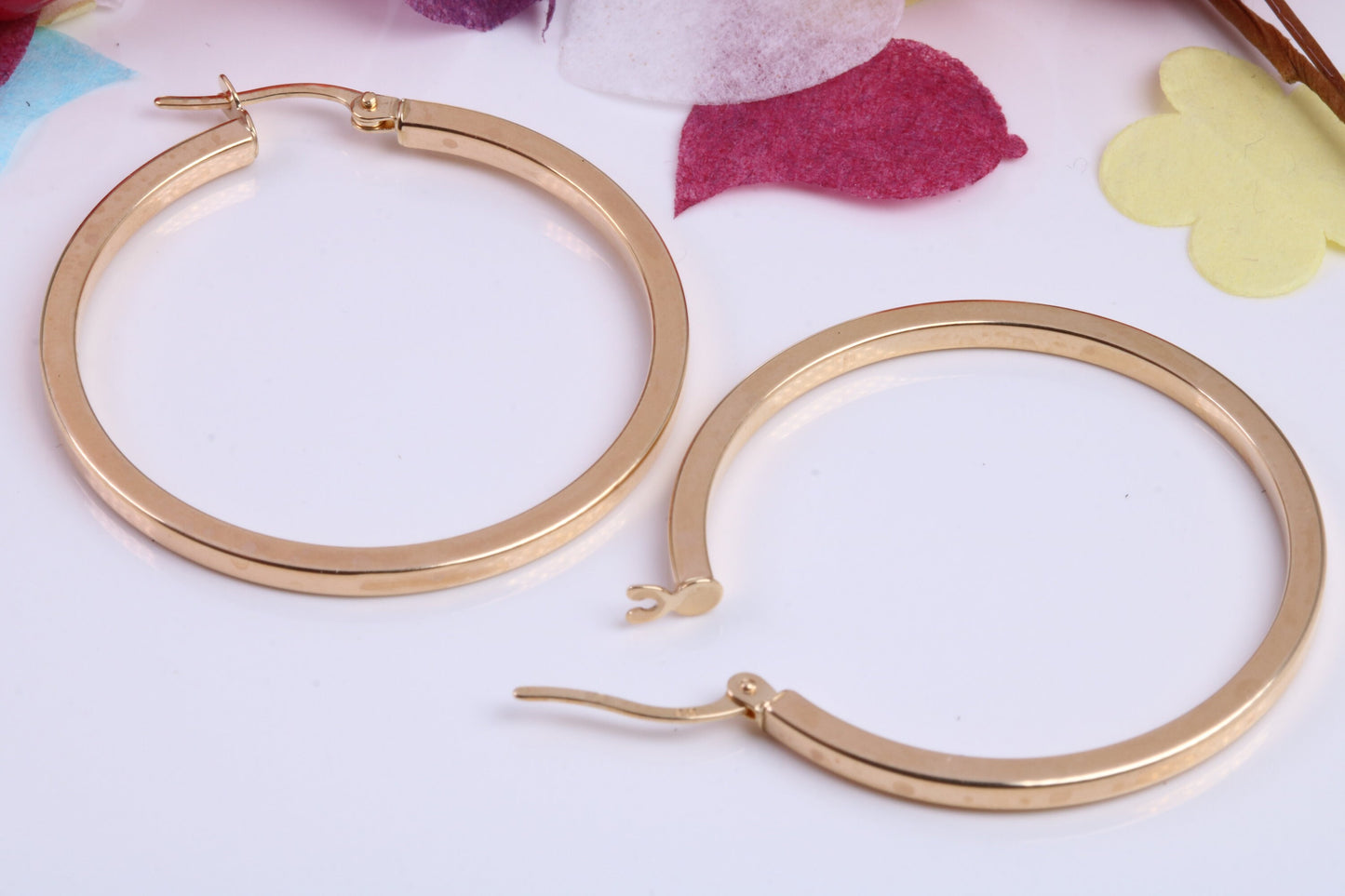 34 mm Round Hoop Creole Earrings Made from 9ct Yellow Gold