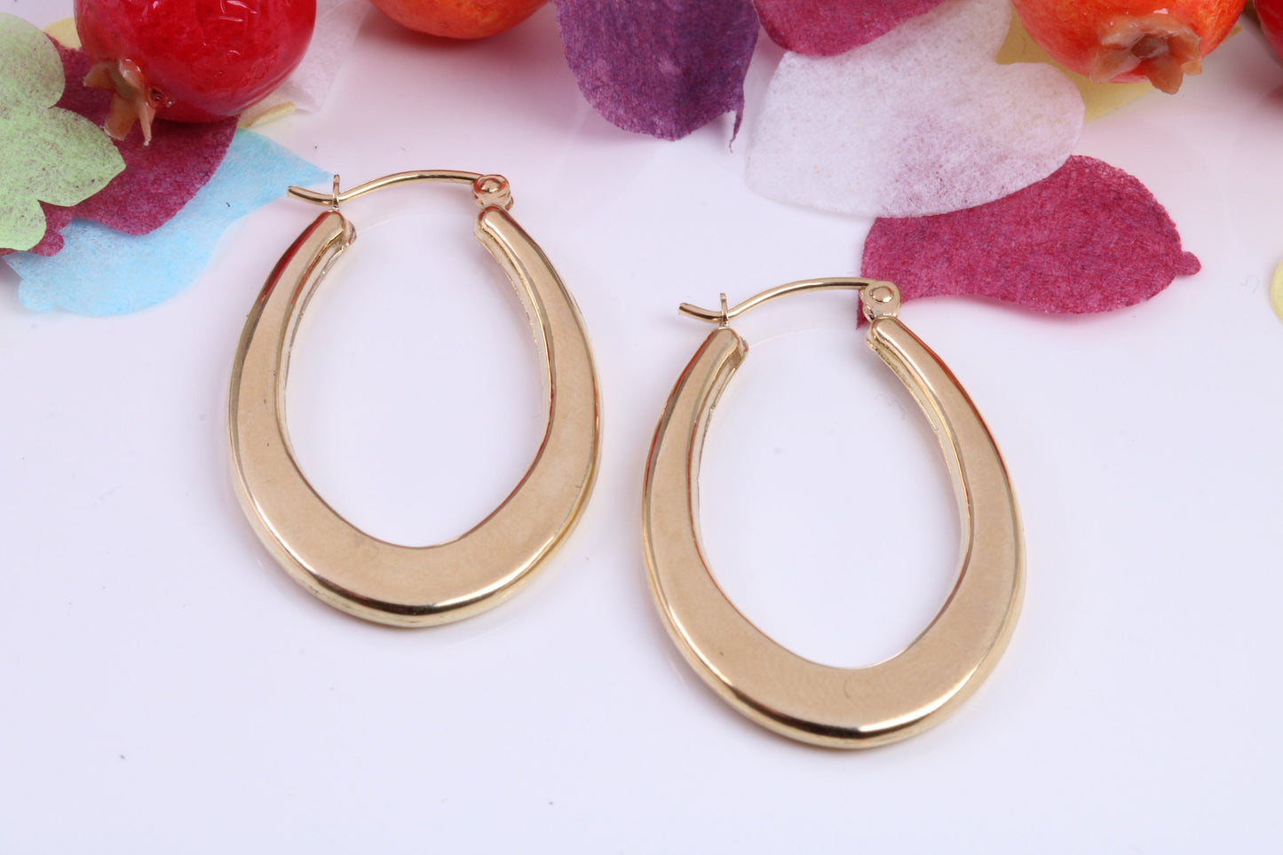 33 mm Long Hoop Creole Earrings Made from 9ct Yellow Gold