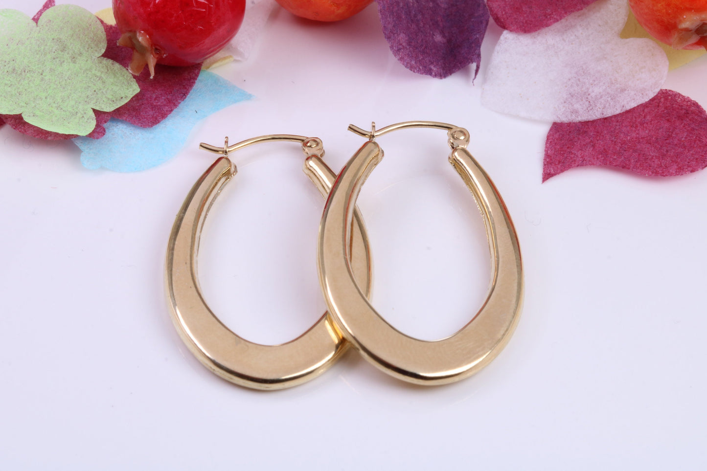 33 mm Long Hoop Creole Earrings Made from 9ct Yellow Gold