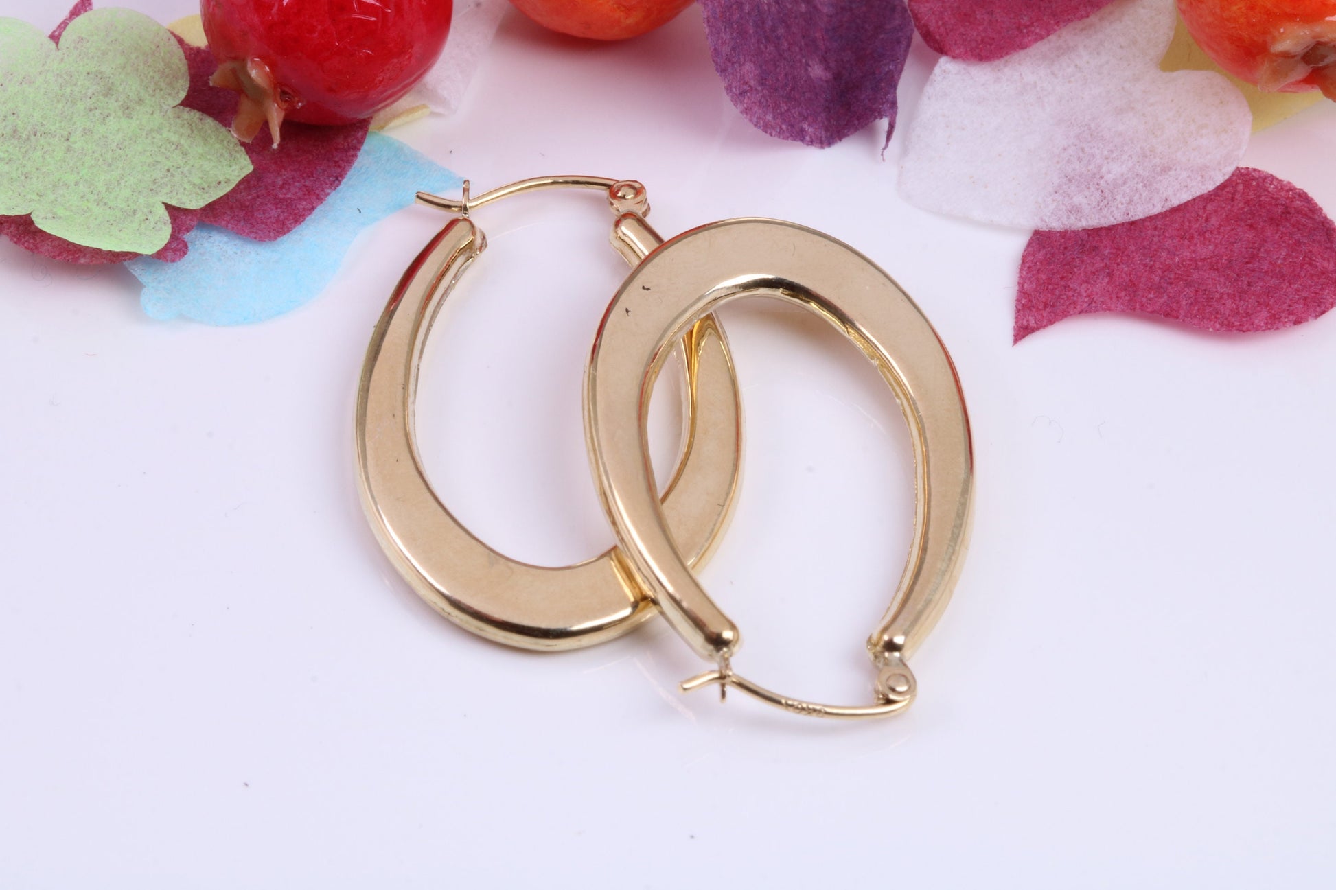 33 mm Long Hoop Creole Earrings Made from 9ct Yellow Gold