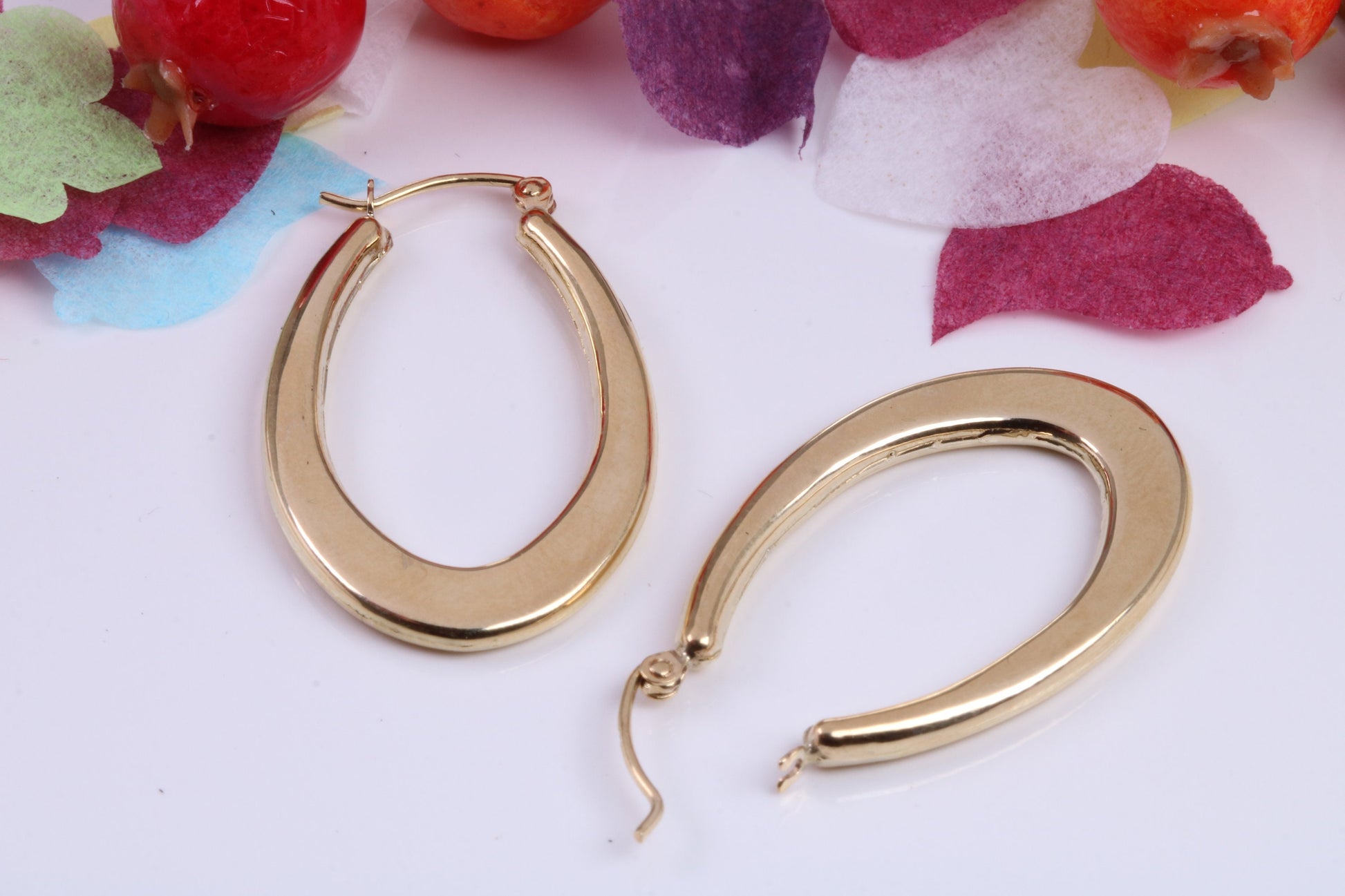 33 mm Long Hoop Creole Earrings Made from 9ct Yellow Gold