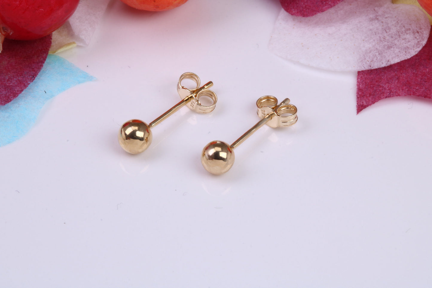 3 mm Round Ball Stud Earrings Made from 9ct Yellow Gold