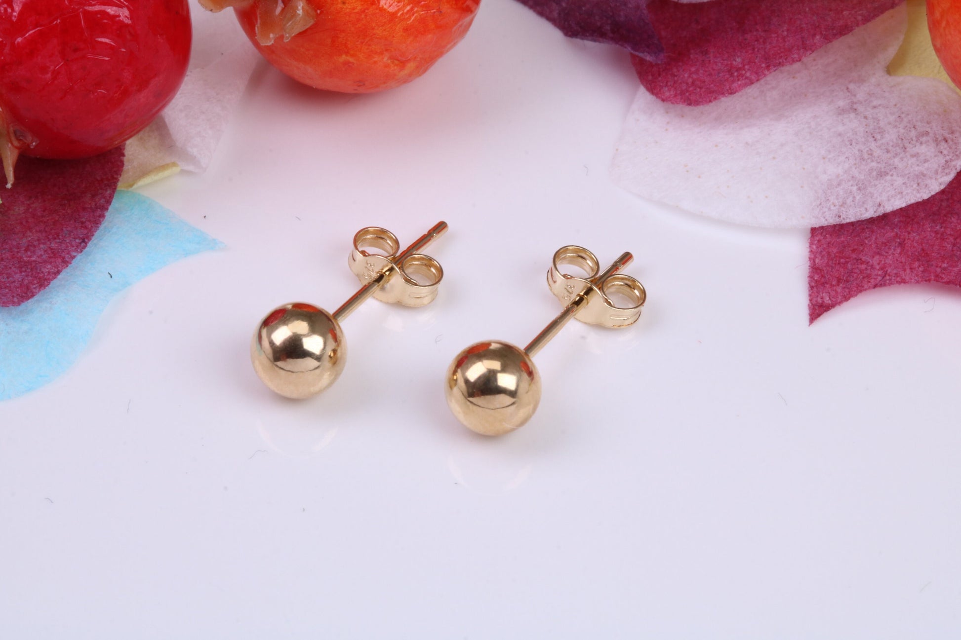 5 mm Round Ball Stud Earrings Made from 9ct Yellow Gold