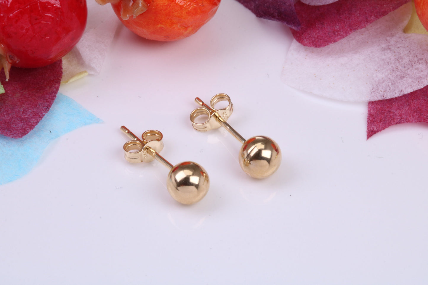 5 mm Round Ball Stud Earrings Made from 9ct Yellow Gold