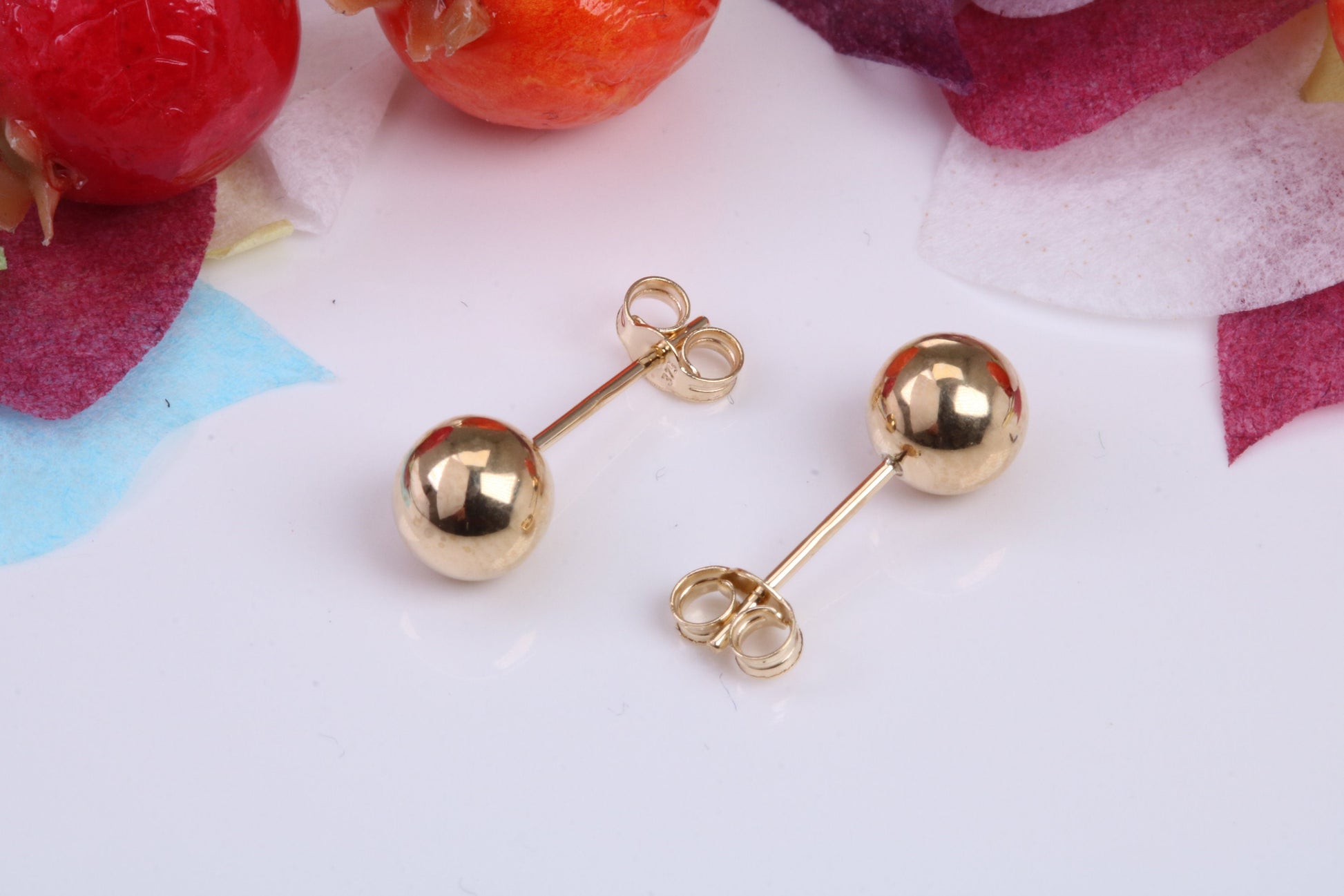 6 mm Round Ball Stud Earrings Made from 9ct Yellow Gold