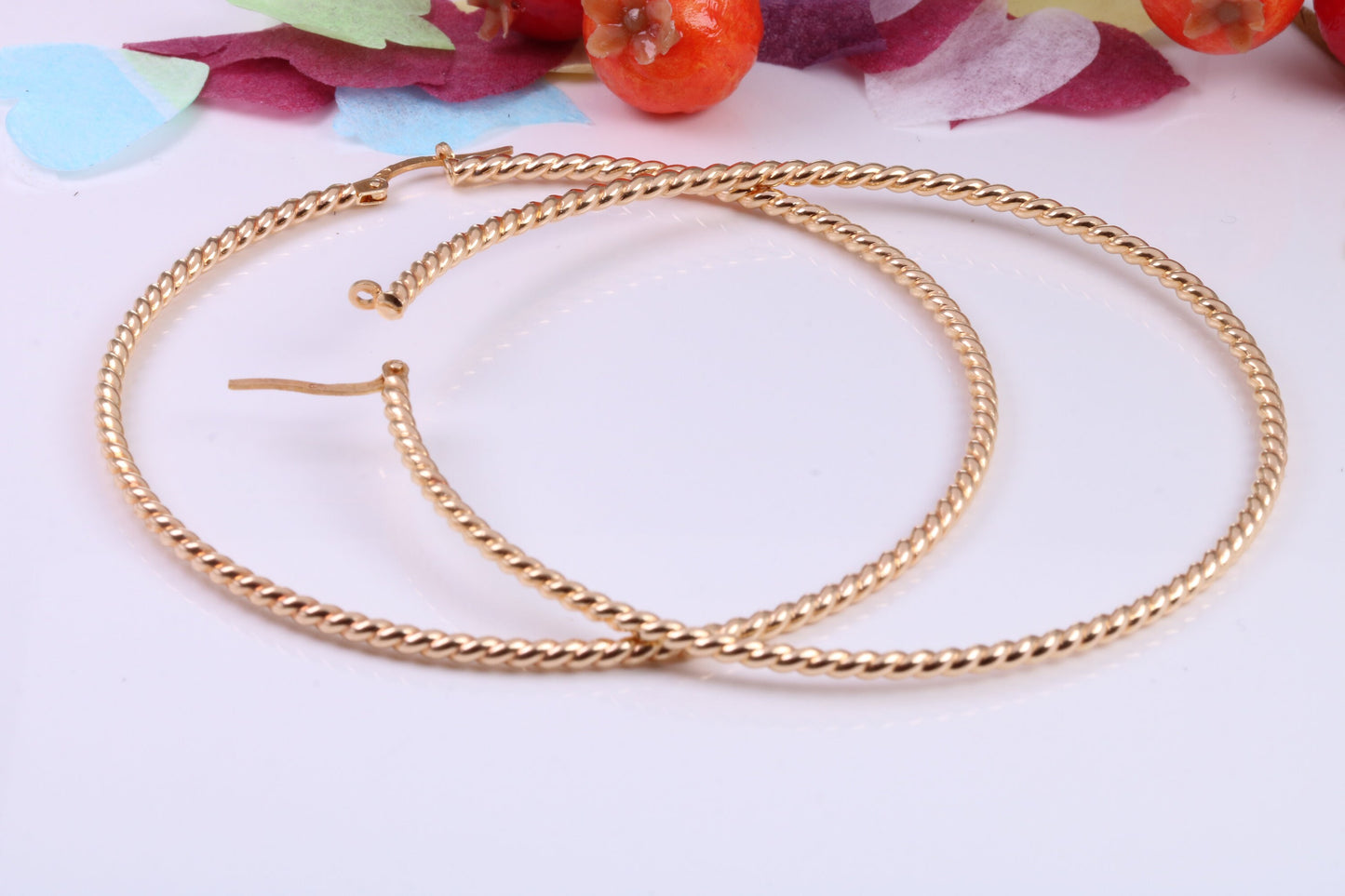 Very Large 65 mm Round Hoop Creole Earrings Made from 9ct Yellow Gold