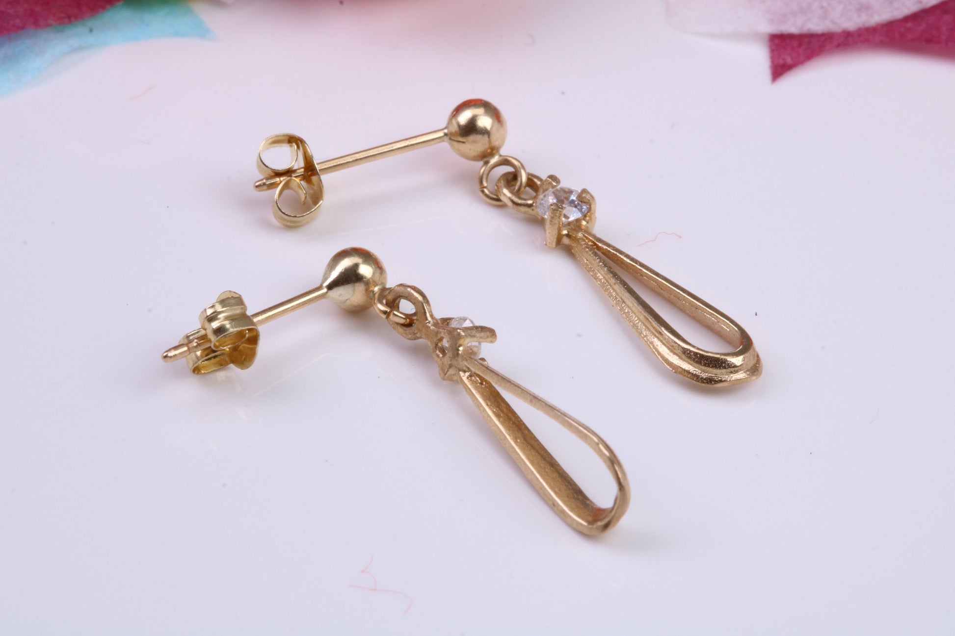 23 mm Long Droppers C Z set Stud Earrings Made from 9ct Yellow Gold