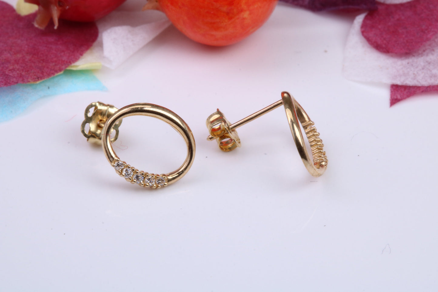 Oval Cubic Zirconia set Stud Earrings Made from 9ct Yellow Gold