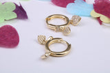 Love Hearts Dropper Earrings, Cubic Zirconia set, Made from Solid 925 Grade Sterling Silver. Yellow Gold Plated