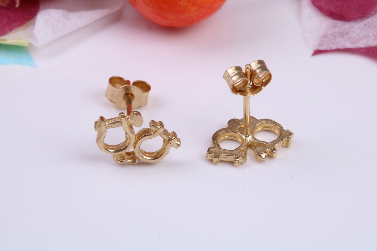 Hand Cuffs Stud Earrings Made from 9ct Yellow Gold