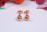 5 mm Round Ball Stud Earrings Made from 9ct Rose Gold