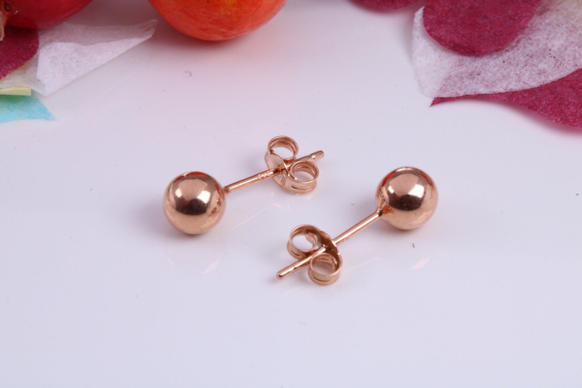 5 mm Round Ball Stud Earrings Made from 9ct Rose Gold