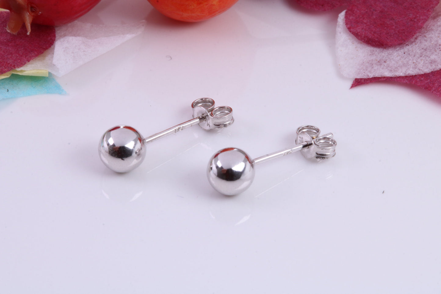 5 mm Round Ball Stud Earrings Made from 9ct White Gold