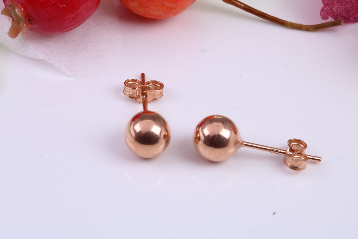 6 mm Round Ball Stud Earrings Made from 9ct Rose Gold