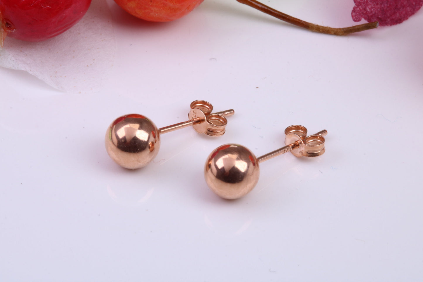 6 mm Round Ball Stud Earrings Made from 9ct Rose Gold