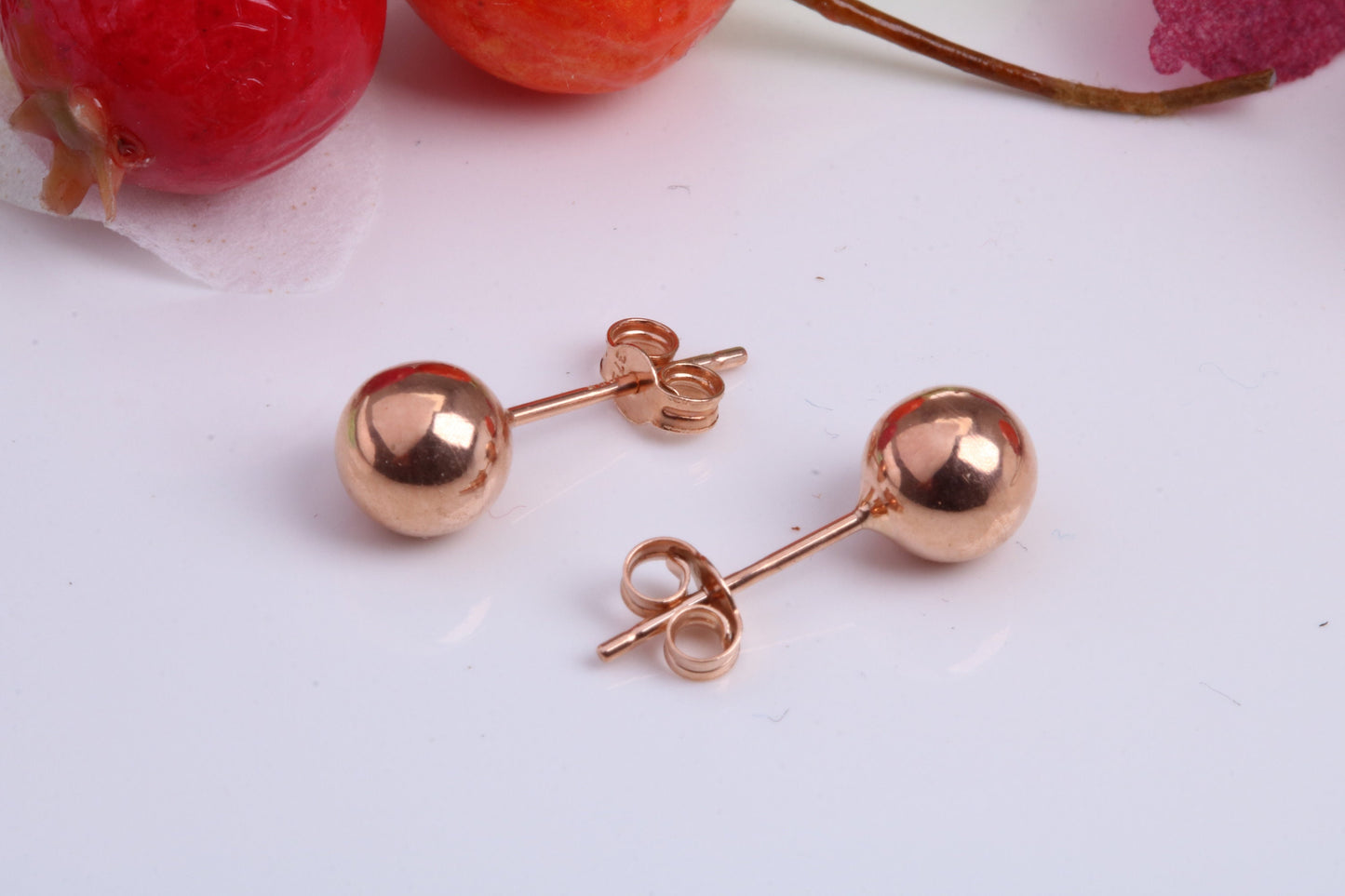 6 mm Round Ball Stud Earrings Made from 9ct Rose Gold