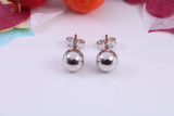 6 mm Round Ball Stud Earrings Made from 9ct White Gold