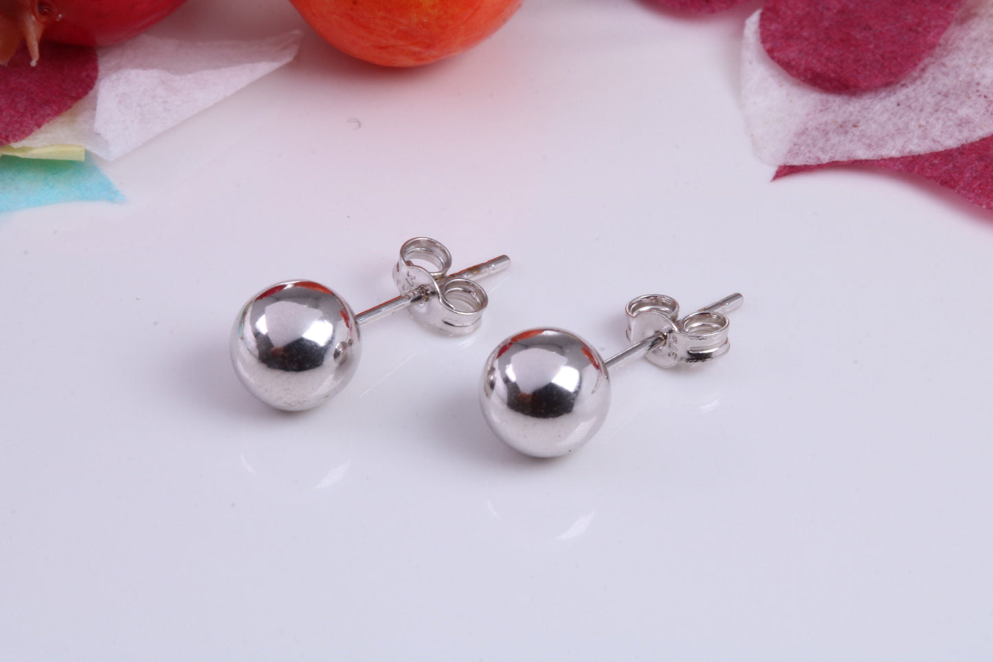 6 mm Round Ball Stud Earrings Made from 9ct White Gold