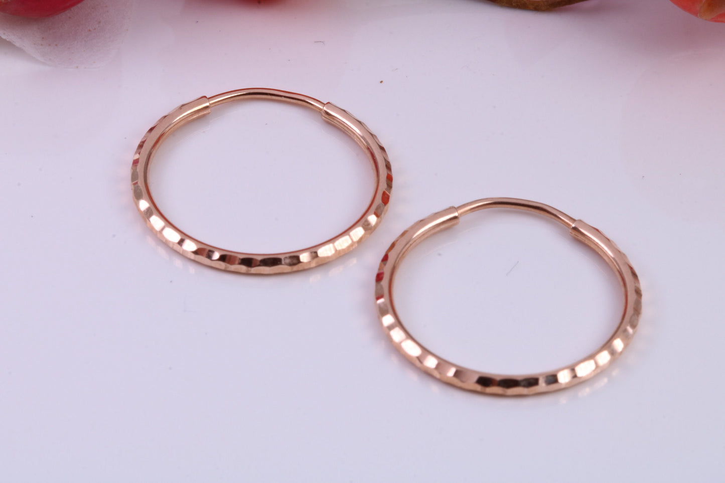 19 mm Round Diamond cut Sleeper Earrings Made from 9ct Rose Gold