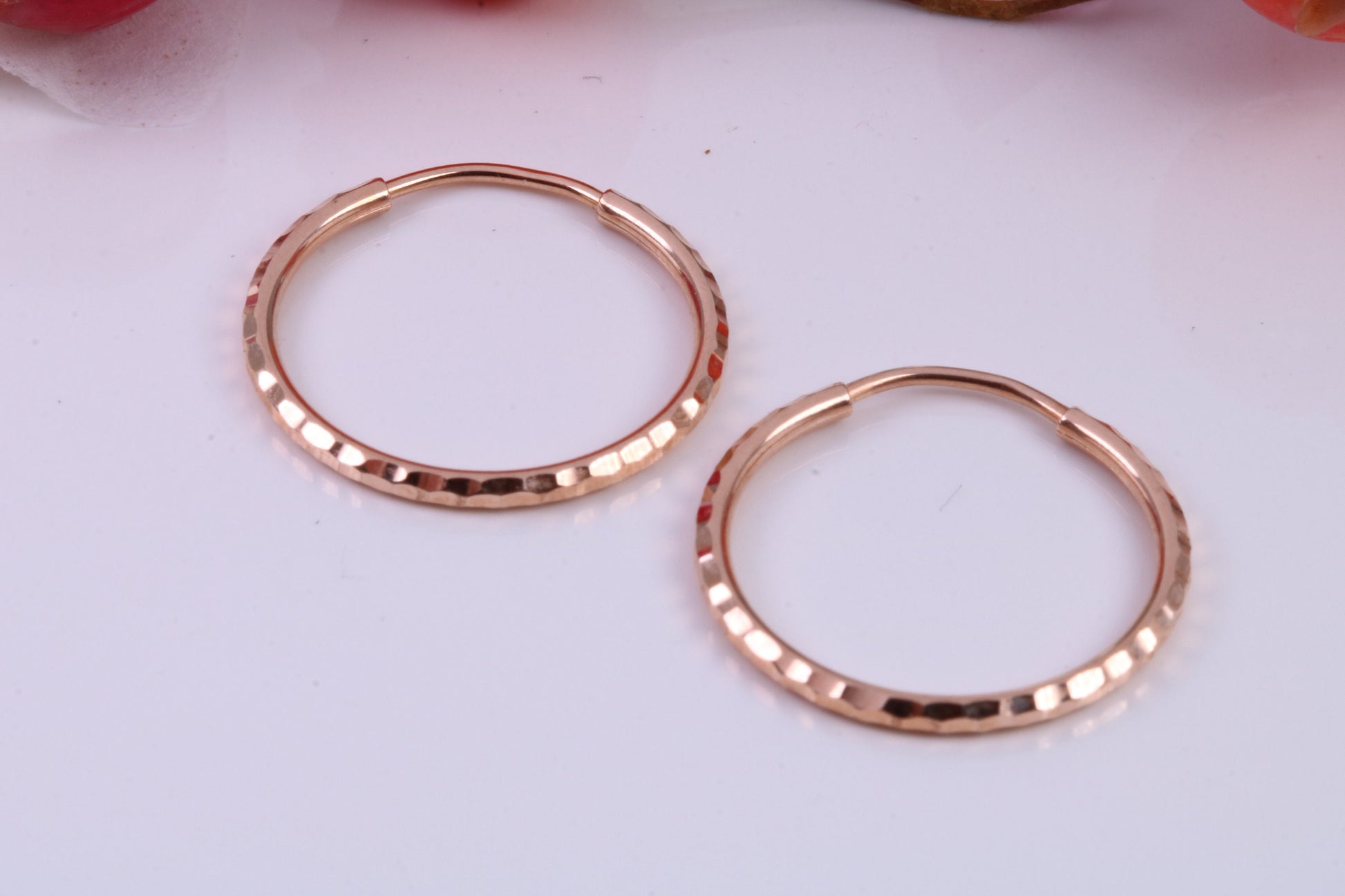 19 mm Round Diamond cut Sleeper Earrings Made from 9ct Rose Gold